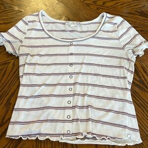 White Striped Crop Top Size L